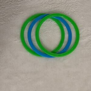 Vintage Lime Green and Sky Blue Thin Stacking Spacer Bangle Bracelet Lot of 3